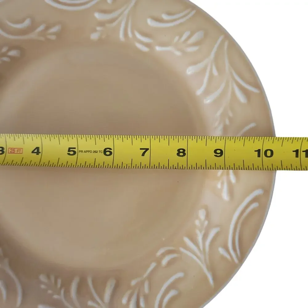 Libbey Lie 14 Yellow Embossed Wheat Pattern Trim Dinner 10 1/2‎  Plates set of 2